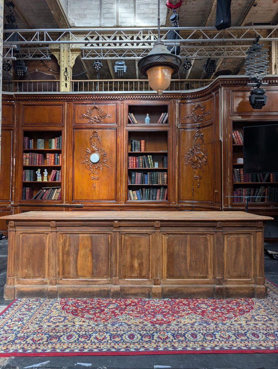 Antique Solid Oak Store Counter, 285 X 85 X 84 Cm-photo-3
