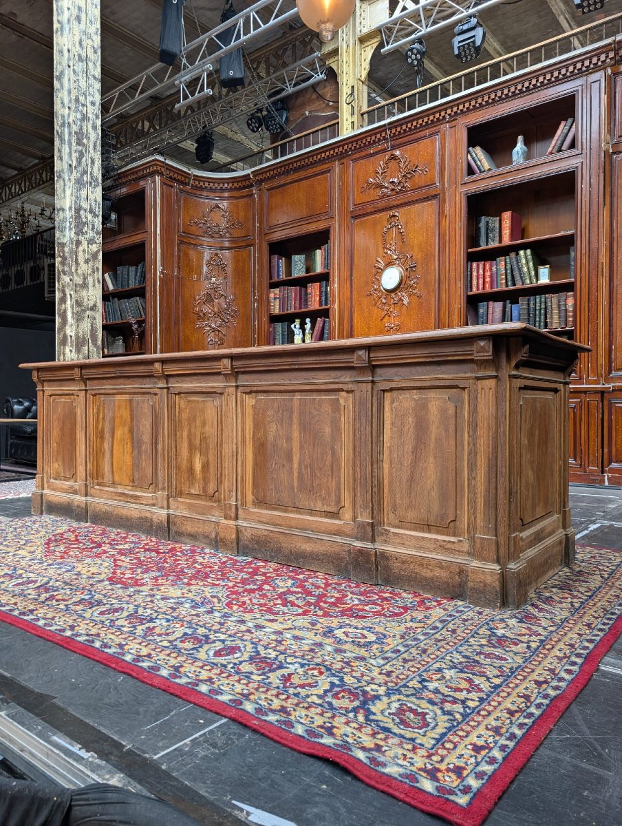 Antique Solid Oak Store Counter, 285 X 85 X 84 Cm