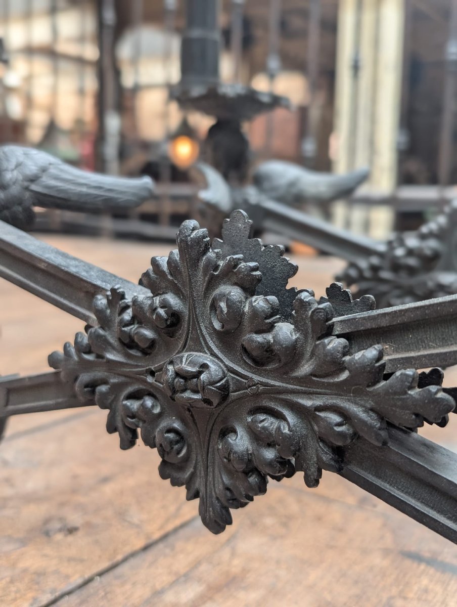 Pair Of Patinated Bronze Shelf Brackets Decorated With Winged Sphinxes, 6 X 88 X 48 Cm-photo-2