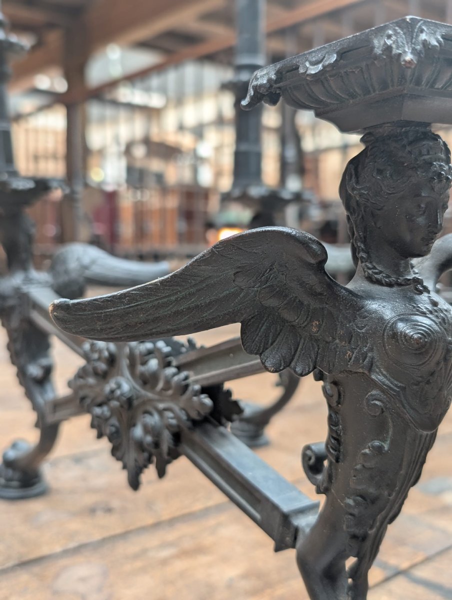 Pair Of Patinated Bronze Shelf Brackets Decorated With Winged Sphinxes, 6 X 88 X 48 Cm-photo-3