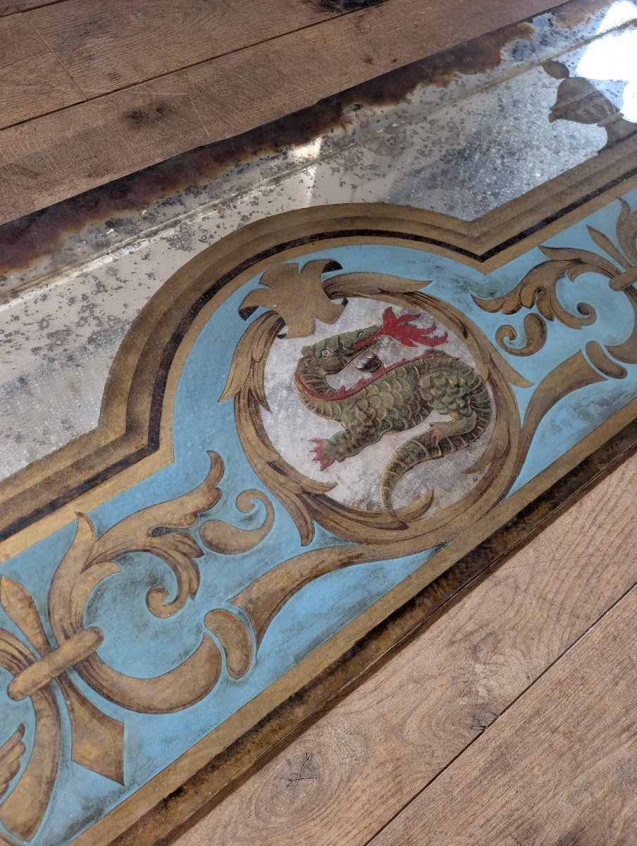 Eglomé Mirror With A Salamander Motif, Neo-renaissance Design, 146 X 179 Cm-photo-2