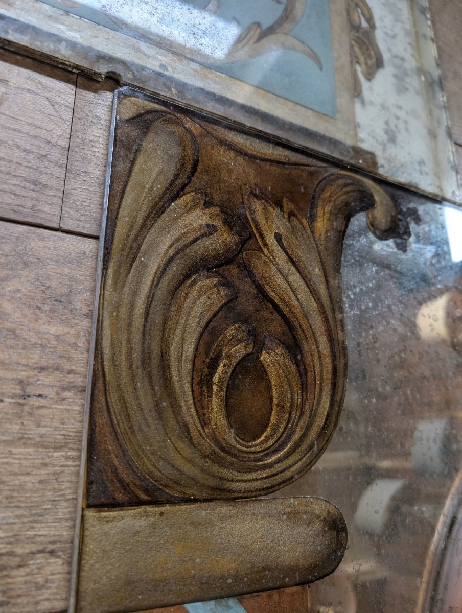 Eglomé Mirror With A Salamander Motif, Neo-renaissance Design, 146 X 179 Cm-photo-3