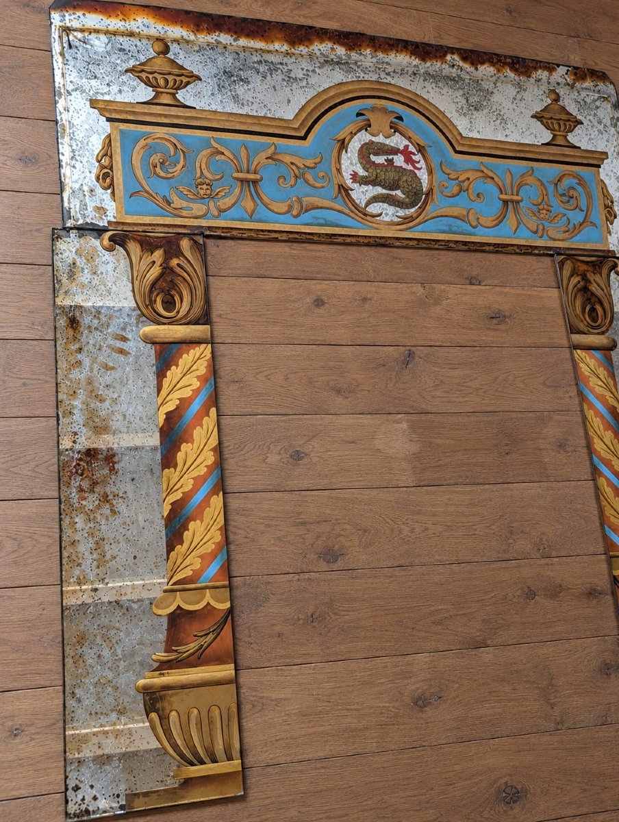 Eglomé Mirror With A Salamander Motif, Neo-renaissance Design, 146 X 179 Cm-photo-2