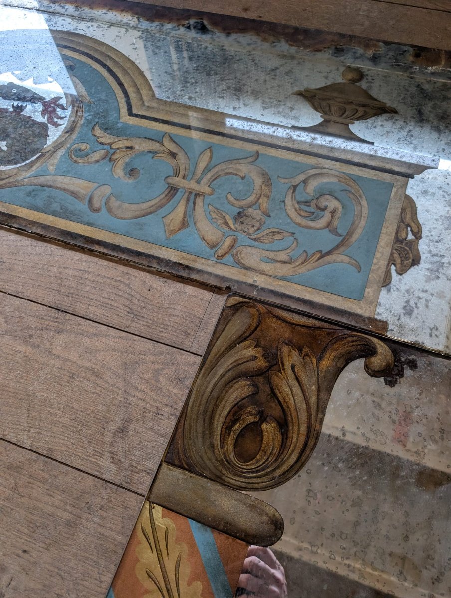 Eglomé Mirror With A Salamander Motif, Neo-renaissance Design, 146 X 179 Cm-photo-3