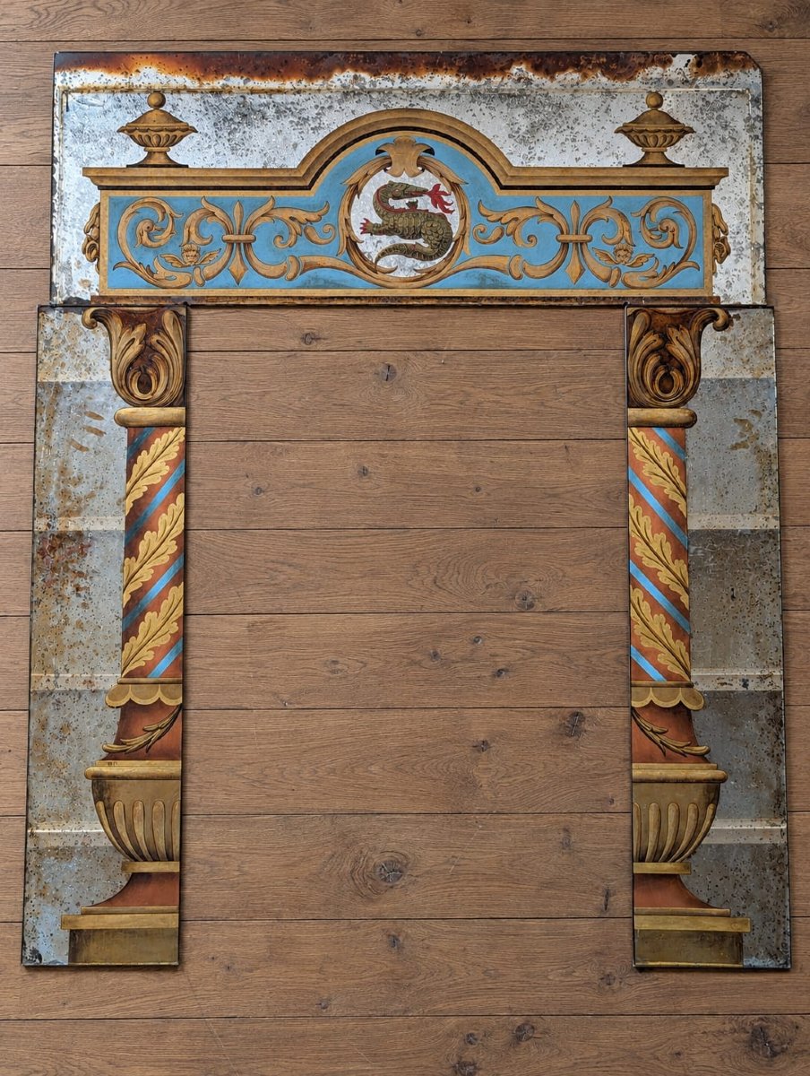 Eglomé Mirror With A Salamander Motif, Neo-renaissance Design, 146 X 179 Cm