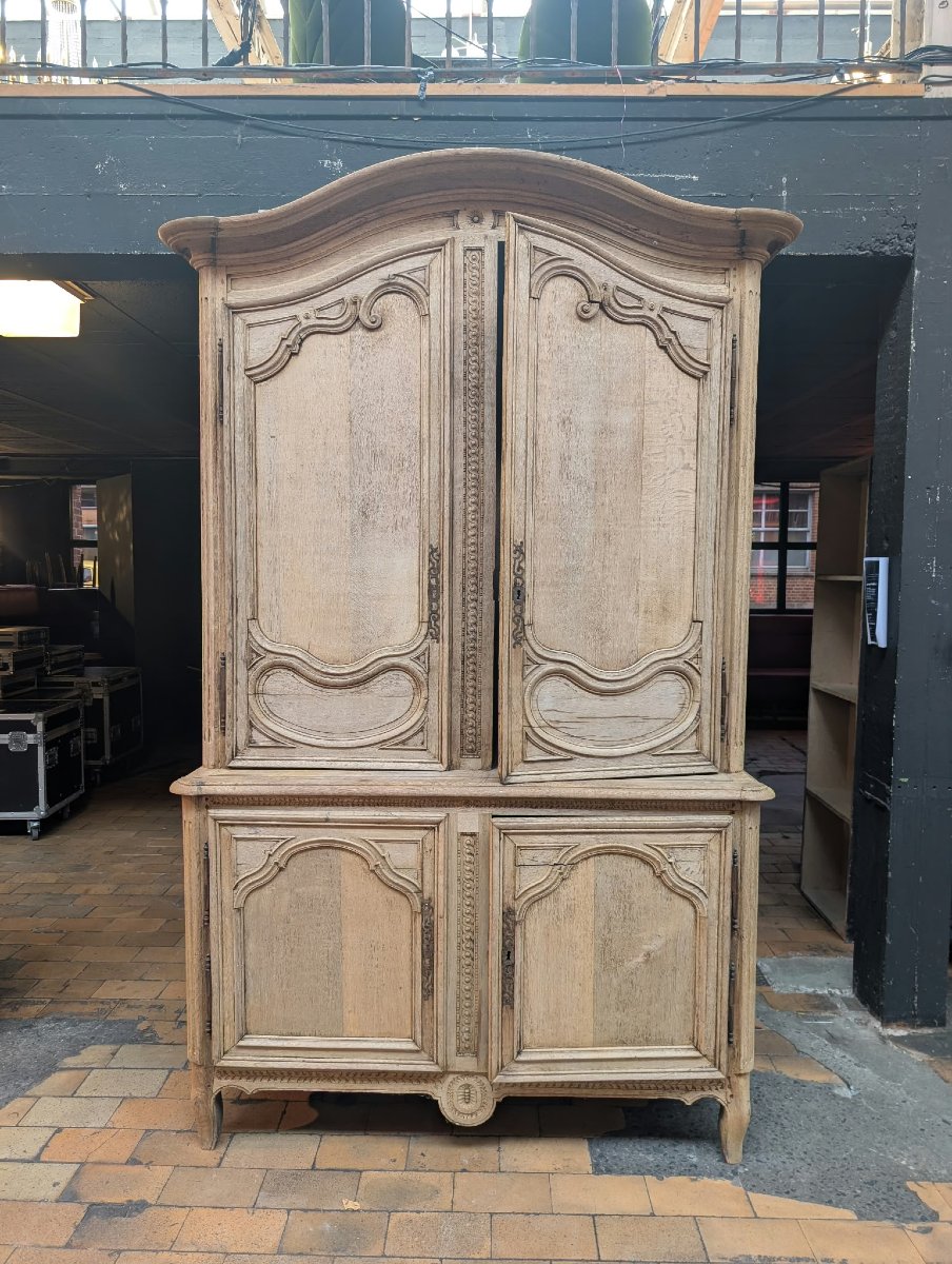 Stripped Oak Cabinet — 18th-century Two-section Sideboard, 155 X 258 X 70 Cm-photo-2