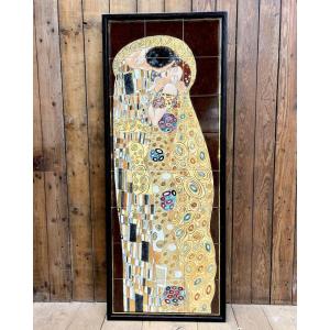 Peinture sur céramique d’après le baiser de Klimt, dorure 24 carats