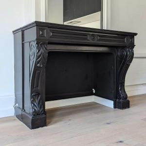 Fine Black Belgian Marble Fireplace From The 1840s