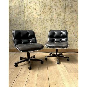 Paire de chaises pivotantes Charles POLLOCK