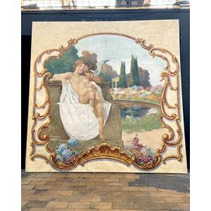 Grande Toile peinte, Allégorie amoureuse dans un jardin antique