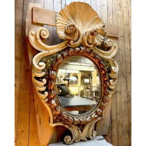 Grand miroir théâtral italien XVIIIe d’inspiration baroque
