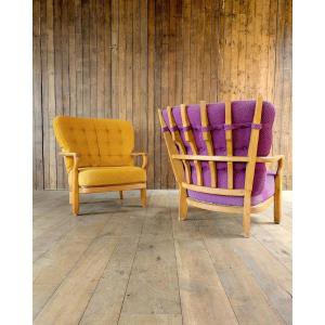 Pair Of Guillerme And Chambron Armchairs, Romeo And Juliet Model
