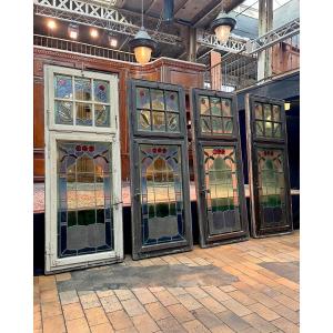 Lot de portes fenêtres avec vitraux