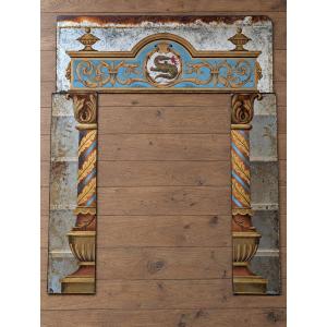 Eglomé Mirror With A Salamander Motif, Neo-renaissance Design, 146 X 179 Cm