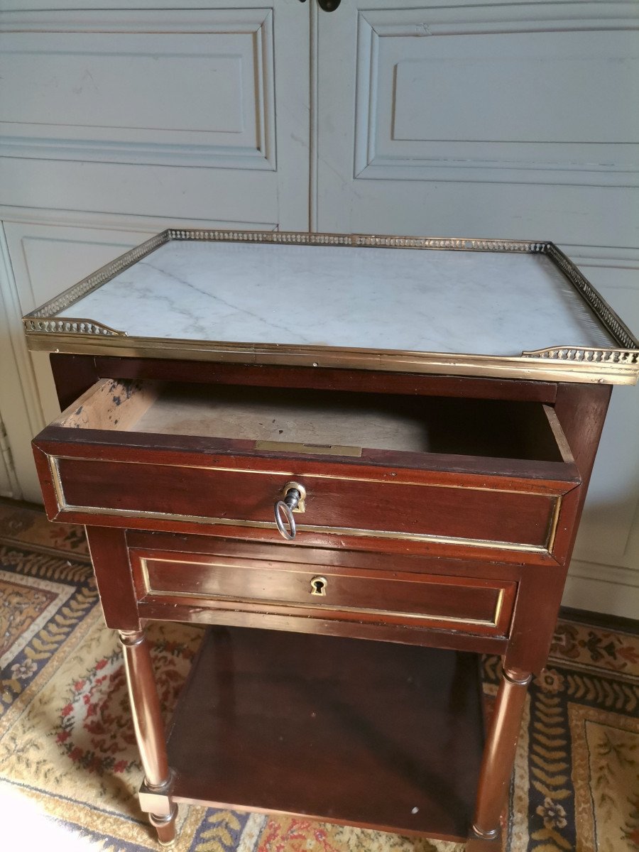 Small Salon Table With 3 Drawers In Mahogany Late Louis XVI Period-photo-4