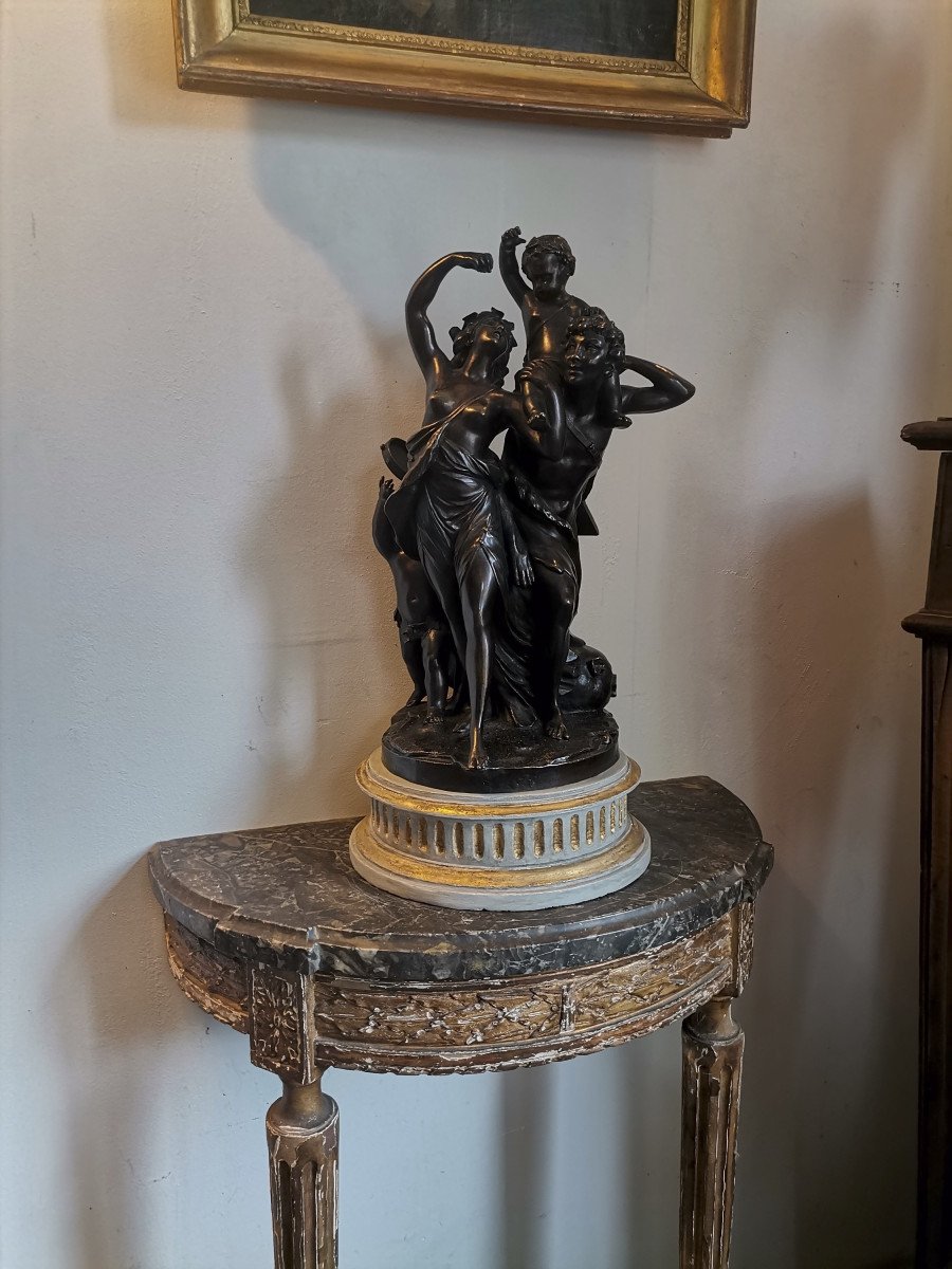 Triumph Of Bacchus After Clodion Group In Patinated Bronze Louis XVI Style 19th Century