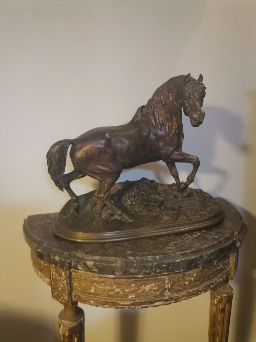 Grand Sujet En Bronze De Pierre-jules Mène "le Cheval Libre" époque Second Empire