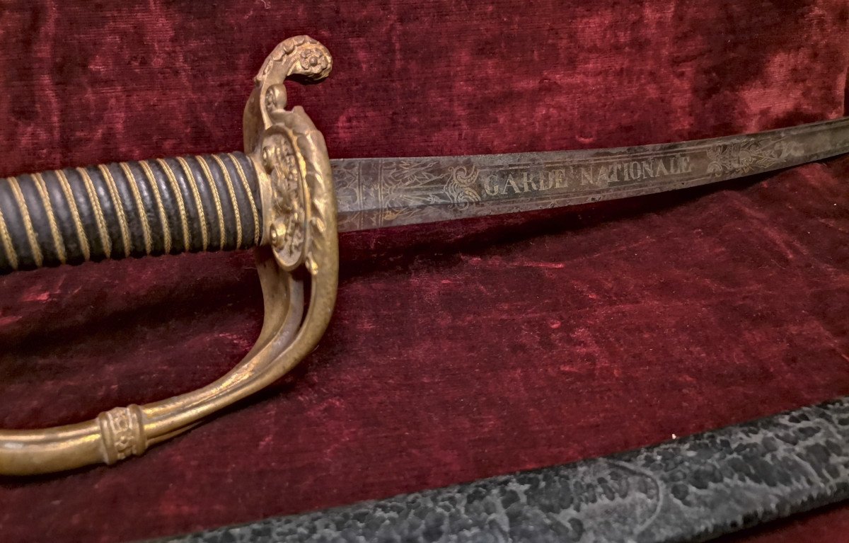 Rare Sabre d'Officier d'Infanterie Fantaisie Signé Lepage Arquebusier Du Roi Monarchie Juillet-photo-5