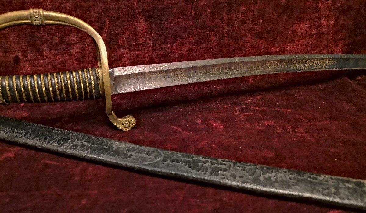 Rare Sabre d'Officier d'Infanterie Fantaisie Signé Lepage Arquebusier Du Roi Monarchie Juillet-photo-6