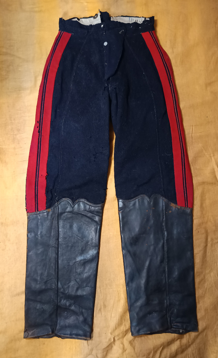 Rare pantalon à basane d'Artilleur Monté d'époque IIIème République