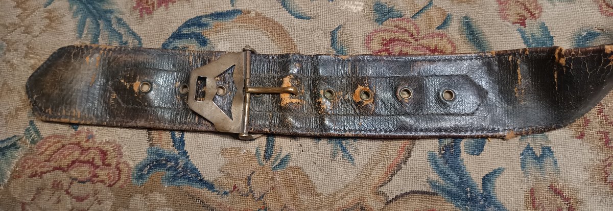 Rare ceinturon de vènerie Impériale porte-dague et fouet  époque Second Empire-photo-4