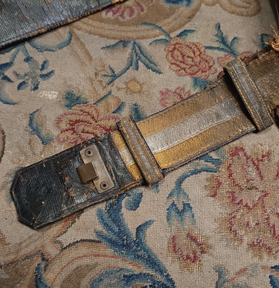 Rare ceinturon de vènerie Impériale porte-dague et fouet  époque Second Empire-photo-3