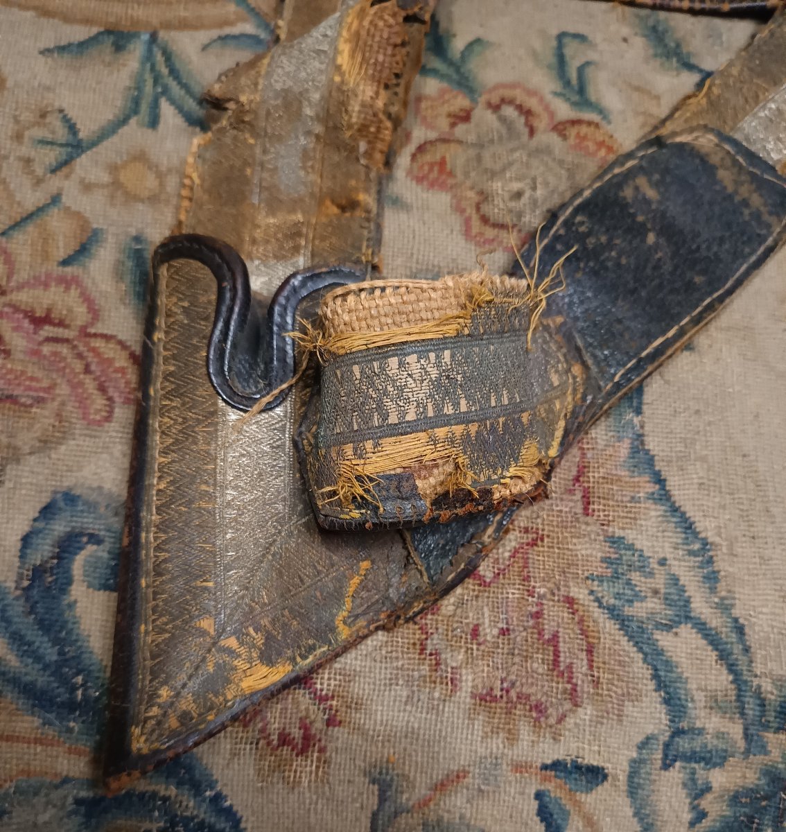 Rare ceinturon de vènerie Impériale porte-dague et fouet  époque Second Empire-photo-6