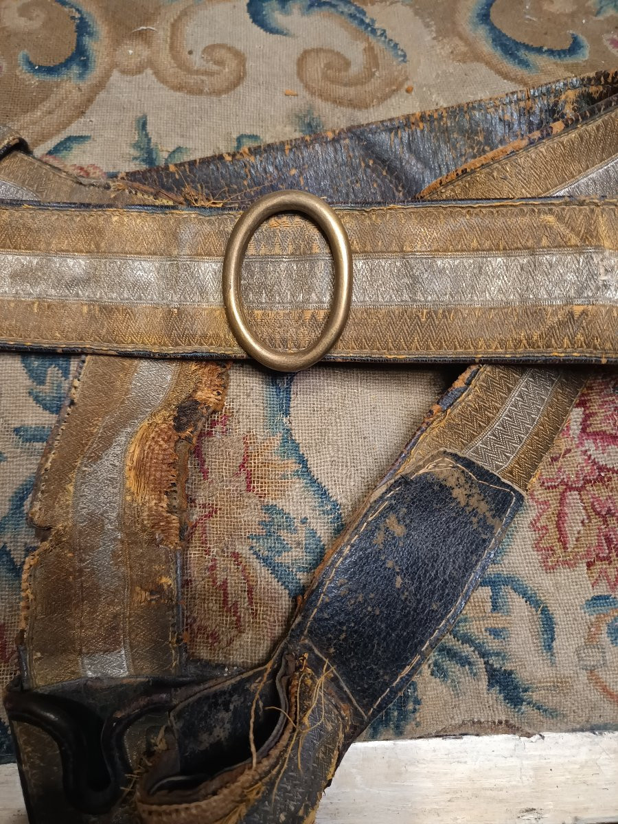 Rare ceinturon de vènerie Impériale porte-dague et fouet  époque Second Empire-photo-8