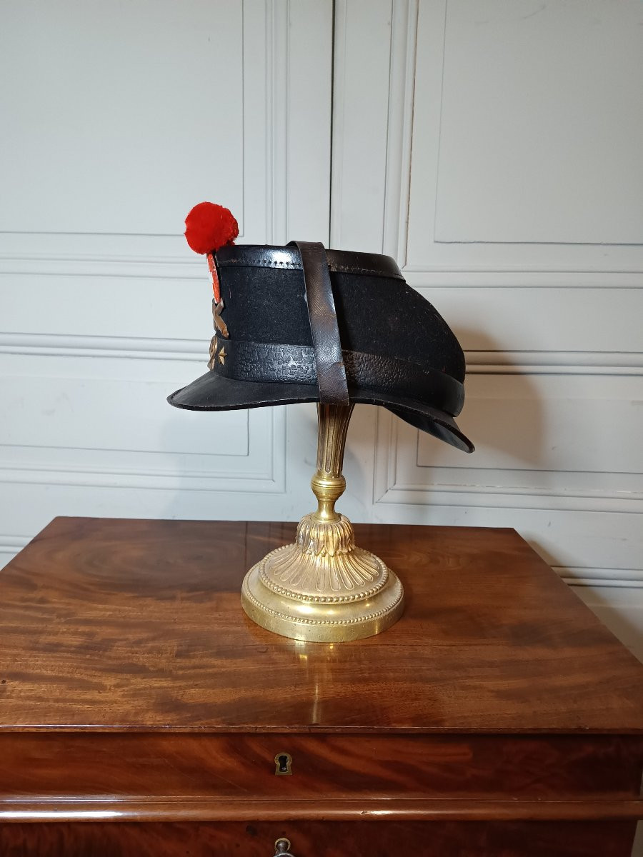 Shako d'Artillerie Suisse modèle 1869 modifié 1875 daté 1882-photo-3