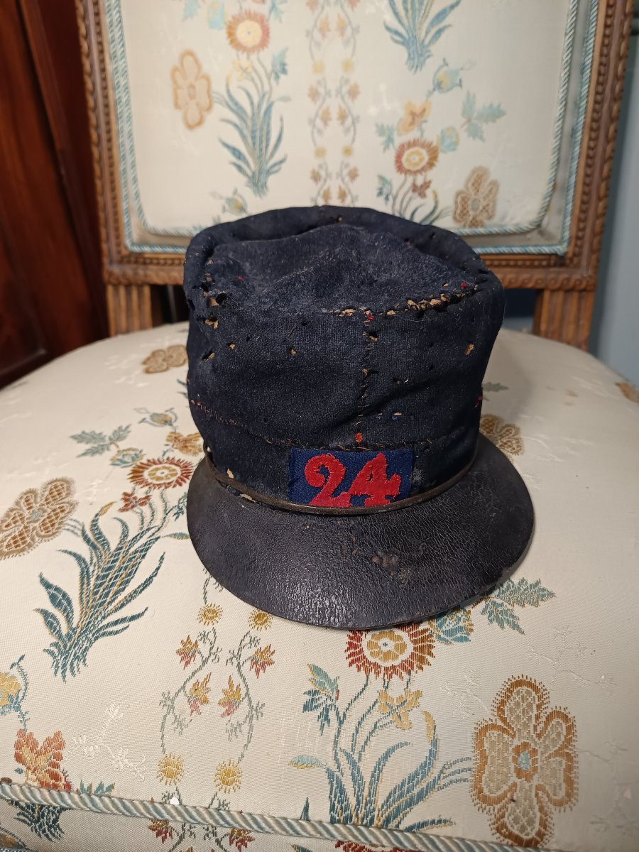 Képi troupe modèle 1884 d'artillerie modifié ersatz époque 1ère guerre mondiale-photo-8