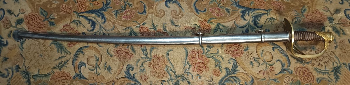 Rare sabre d'officier de cavalerie de ligne ou de cuirassier modèle 1822 époque Charles X-photo-2