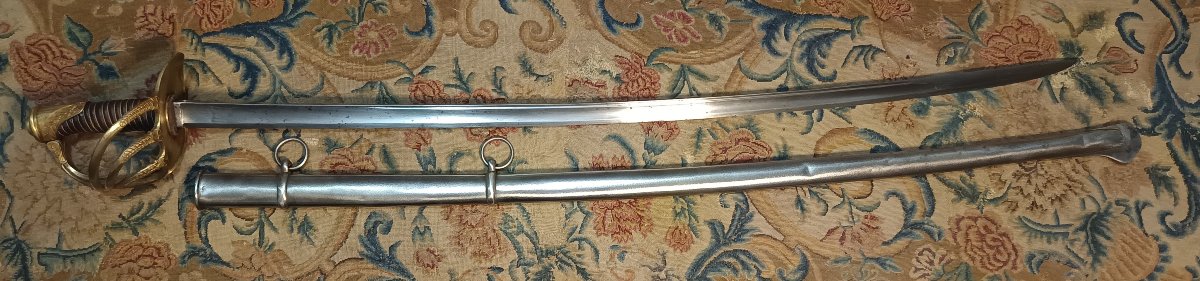Rare sabre d'officier de cavalerie de ligne ou de cuirassier modèle 1822 époque Charles X-photo-3