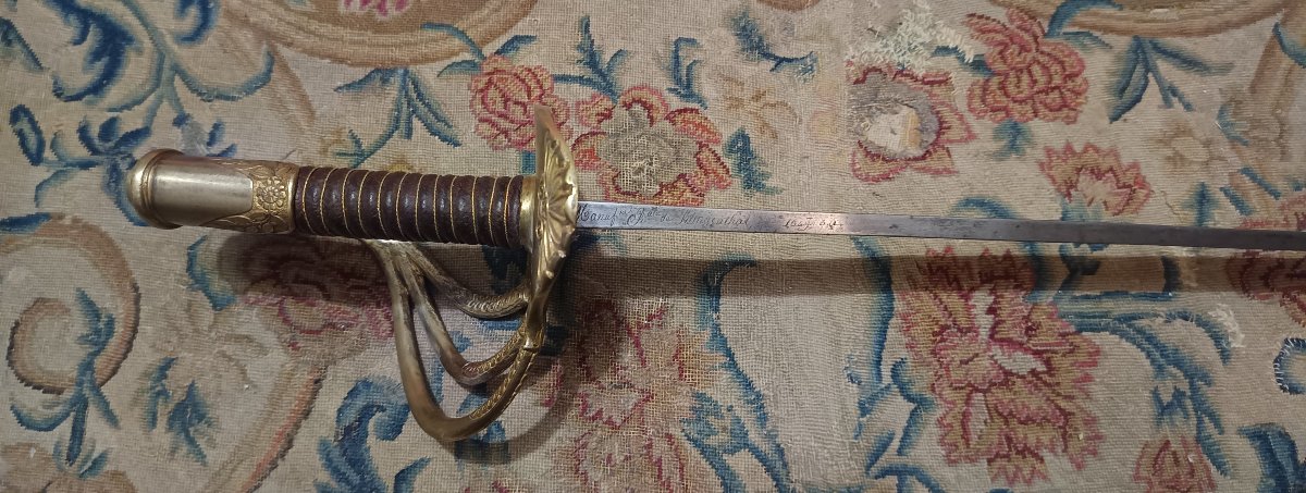 Rare sabre d'officier de cavalerie de ligne ou de cuirassier modèle 1822 époque Charles X-photo-1