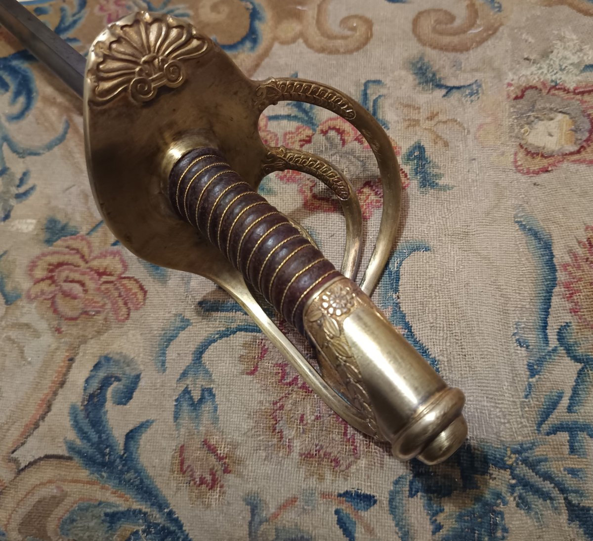 Rare sabre d'officier de cavalerie de ligne ou de cuirassier modèle 1822 époque Charles X-photo-5