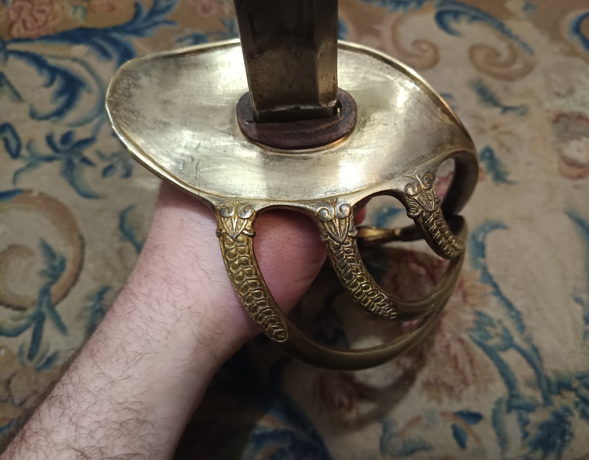 Rare sabre d'officier de cavalerie de ligne ou de cuirassier modèle 1822 époque Charles X-photo-7