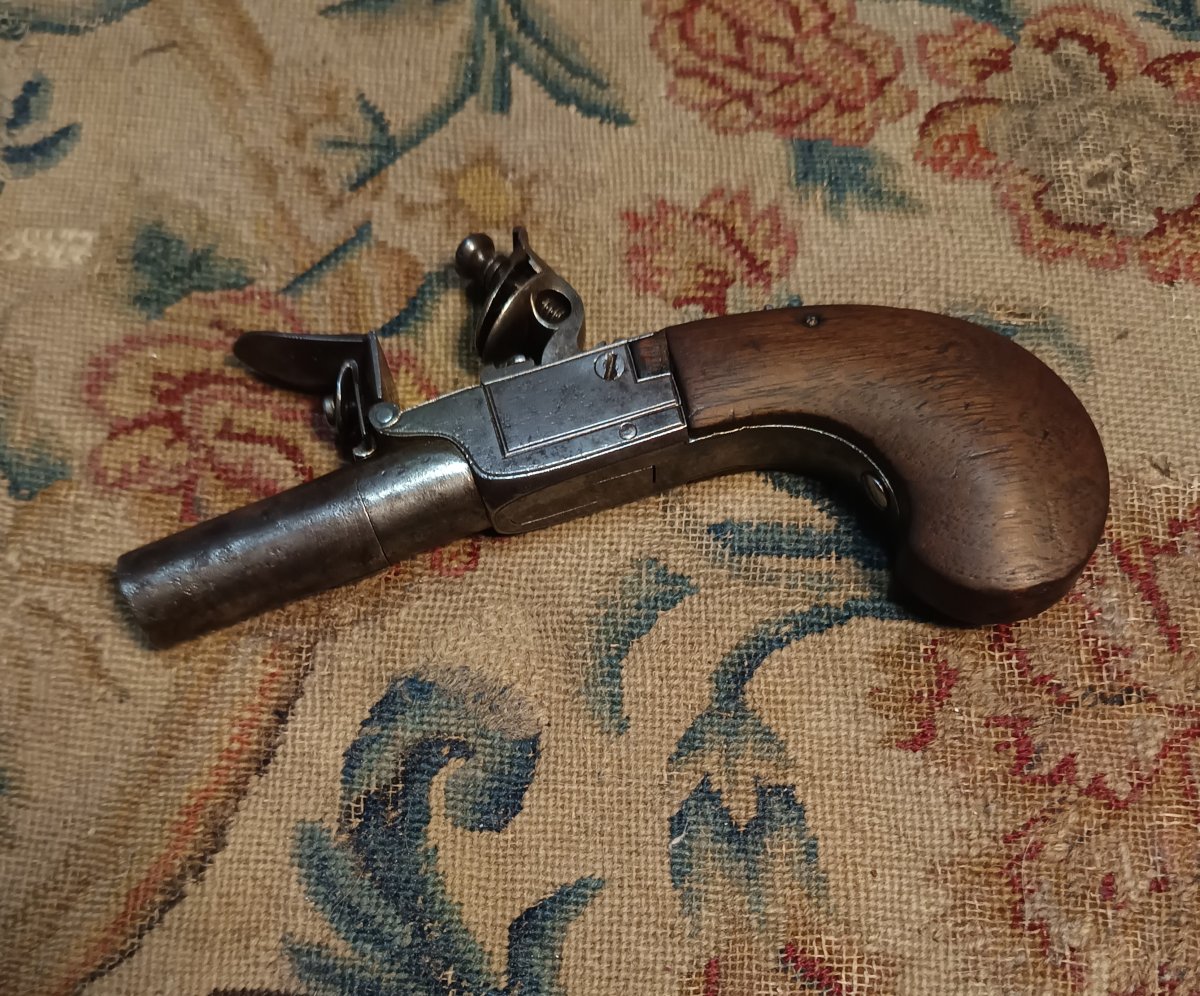 Petit pistolet à silex à coffre et balle forcée-photo-2