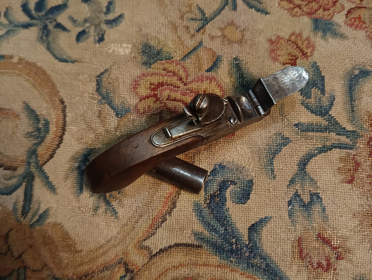 Petit pistolet à silex à coffre et balle forcée-photo-2
