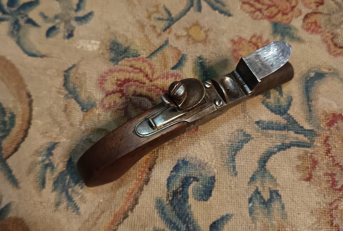 Petit pistolet à silex à coffre et balle forcée-photo-3