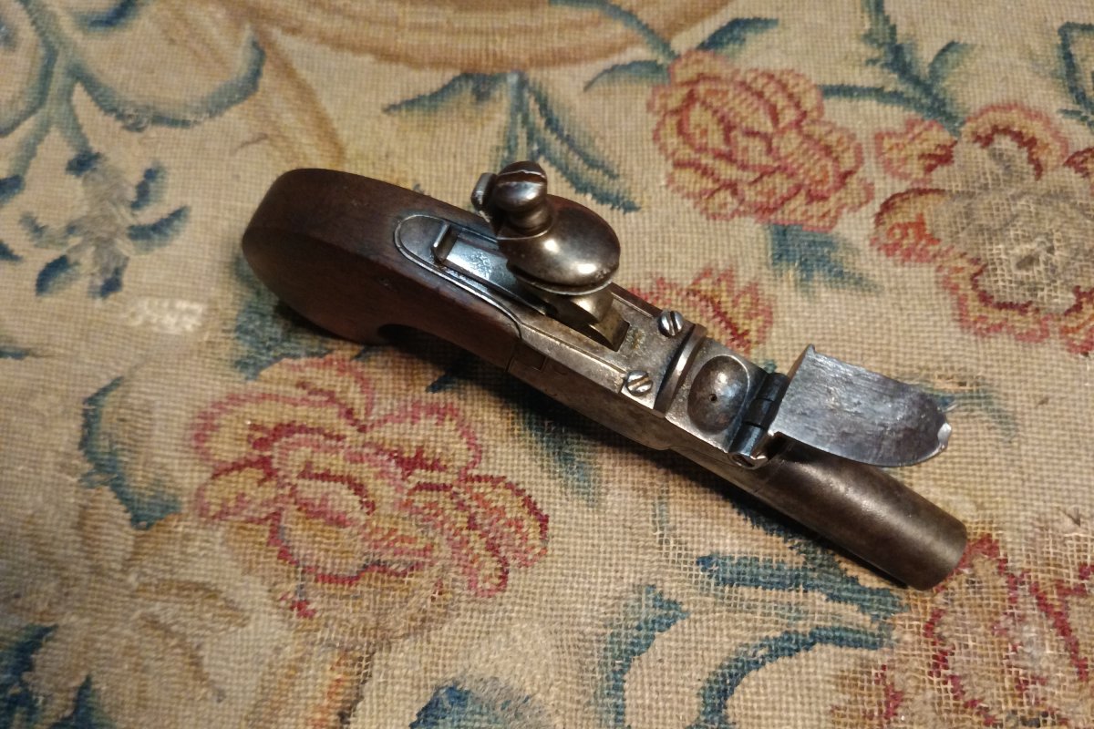 Petit pistolet à silex à coffre et balle forcée-photo-4