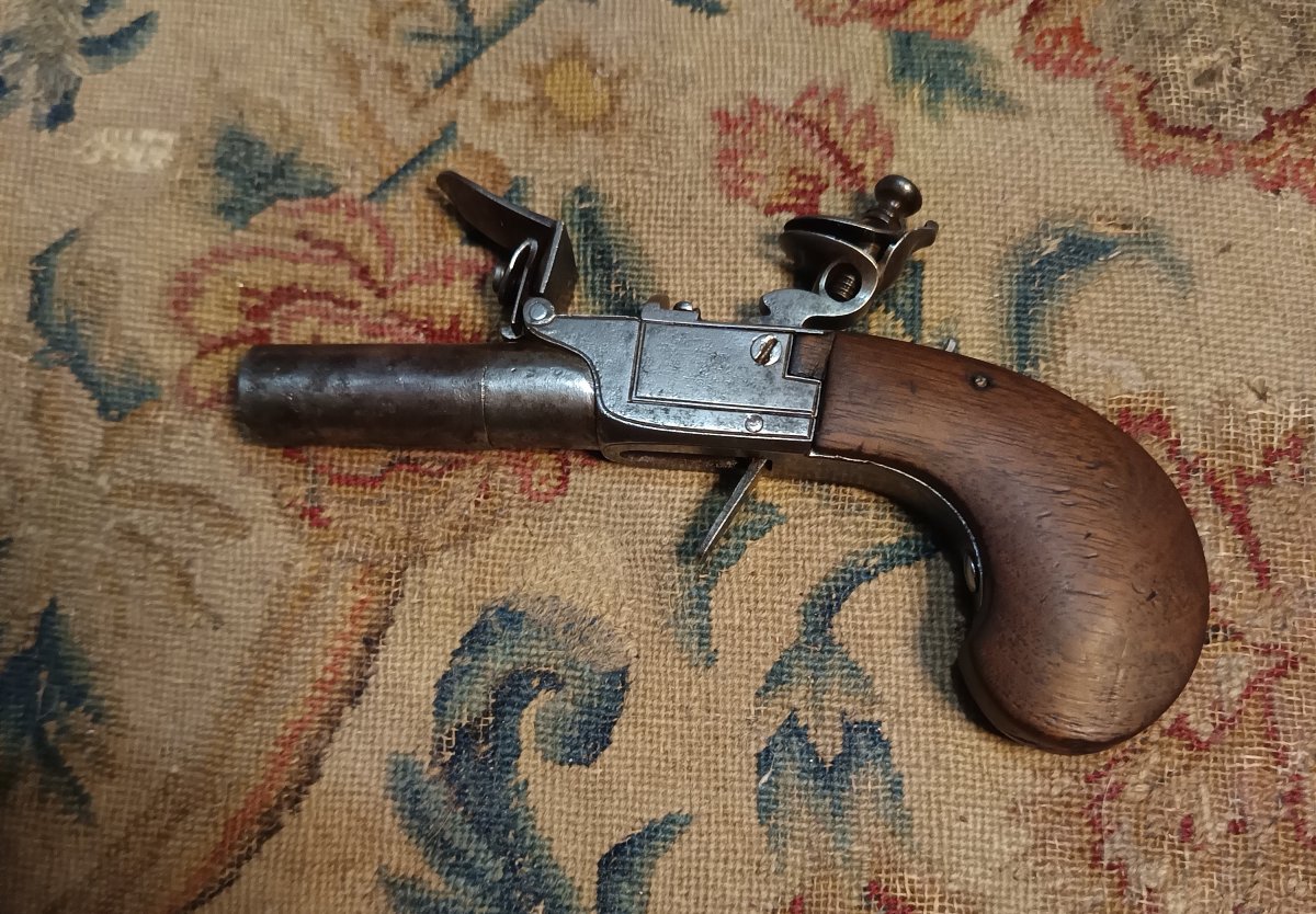 Petit pistolet à silex à coffre et balle forcée-photo-6