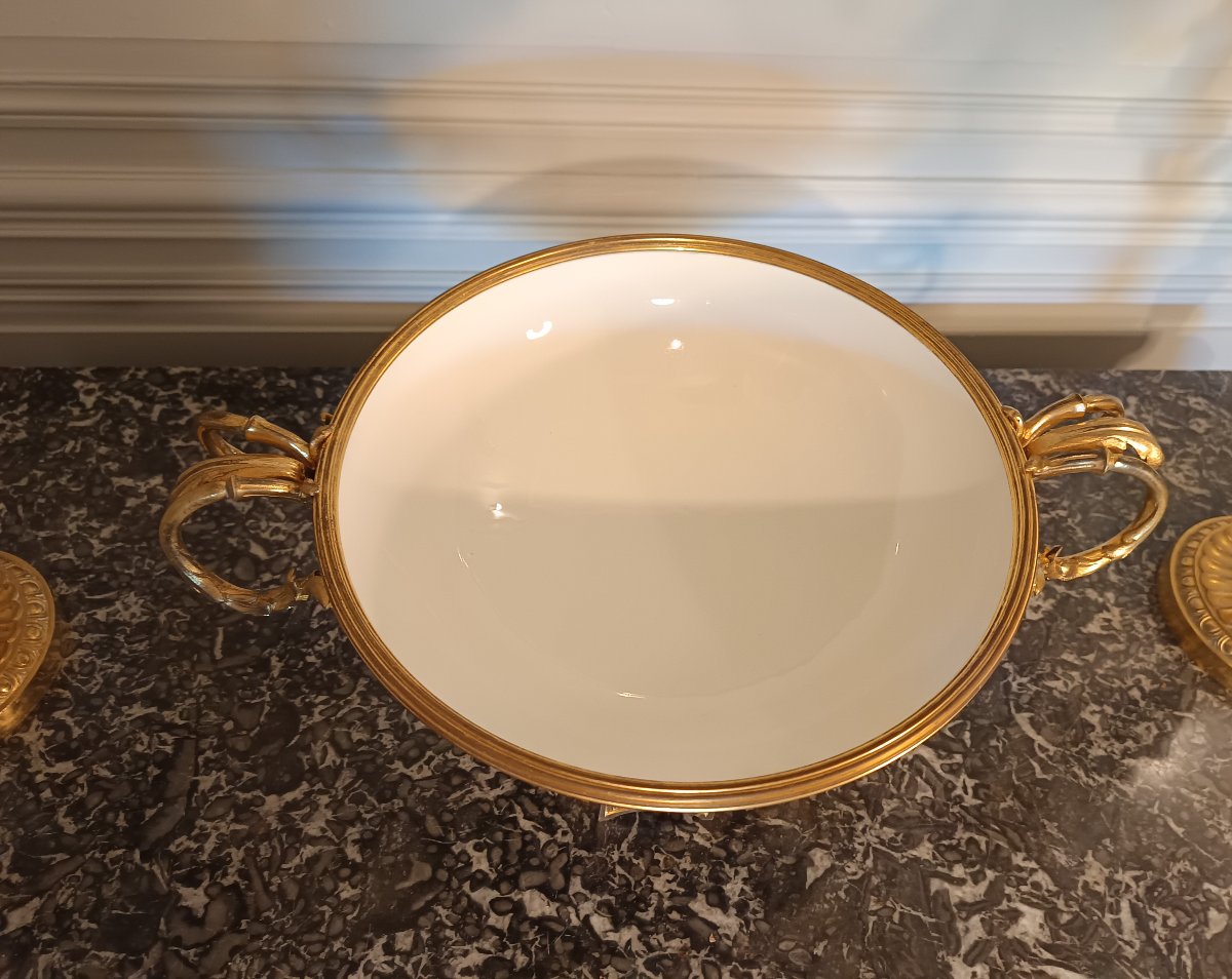 Importante coupe en porcelaine de Sèvres montée en bronze doré époque Napoléon III-photo-3