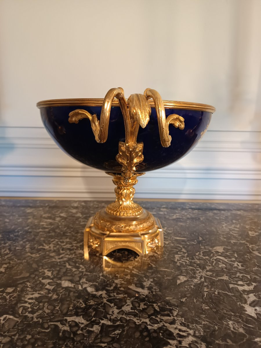 Importante coupe en porcelaine de Sèvres montée en bronze doré époque Napoléon III-photo-4