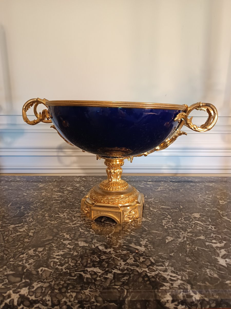 Importante coupe en porcelaine de Sèvres montée en bronze doré époque Napoléon III-photo-5