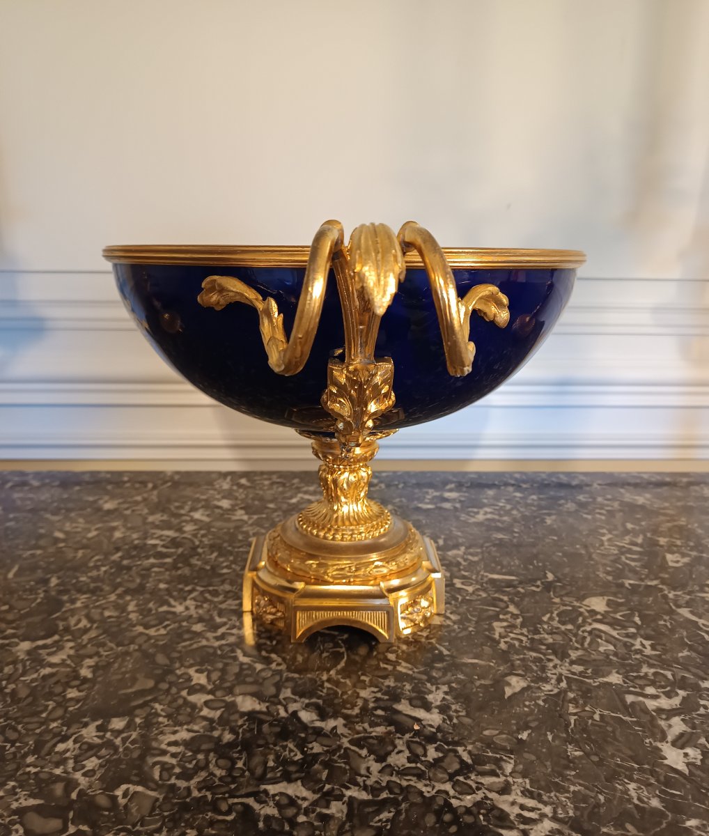 Importante coupe en porcelaine de Sèvres montée en bronze doré époque Napoléon III-photo-6