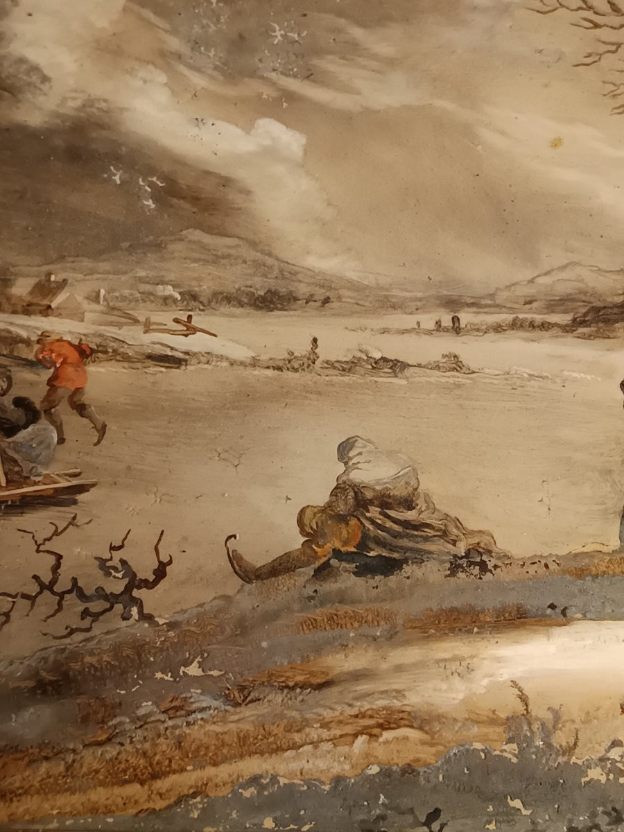 Painting Fixed Under Glass 18th Century-photo-3
