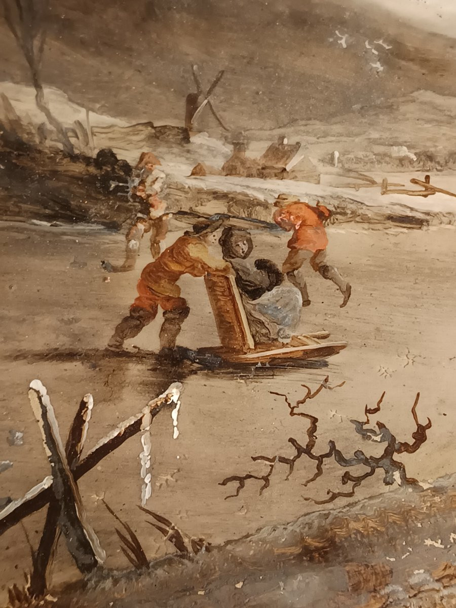 Painting Fixed Under Glass 18th Century-photo-1