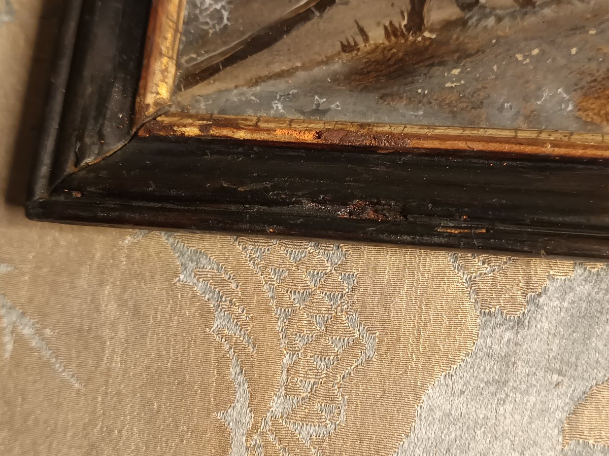 Painting Fixed Under Glass 18th Century-photo-2