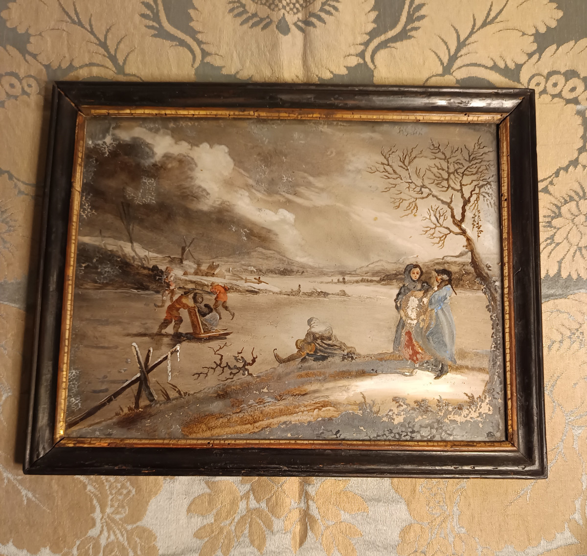 Painting Fixed Under Glass 18th Century