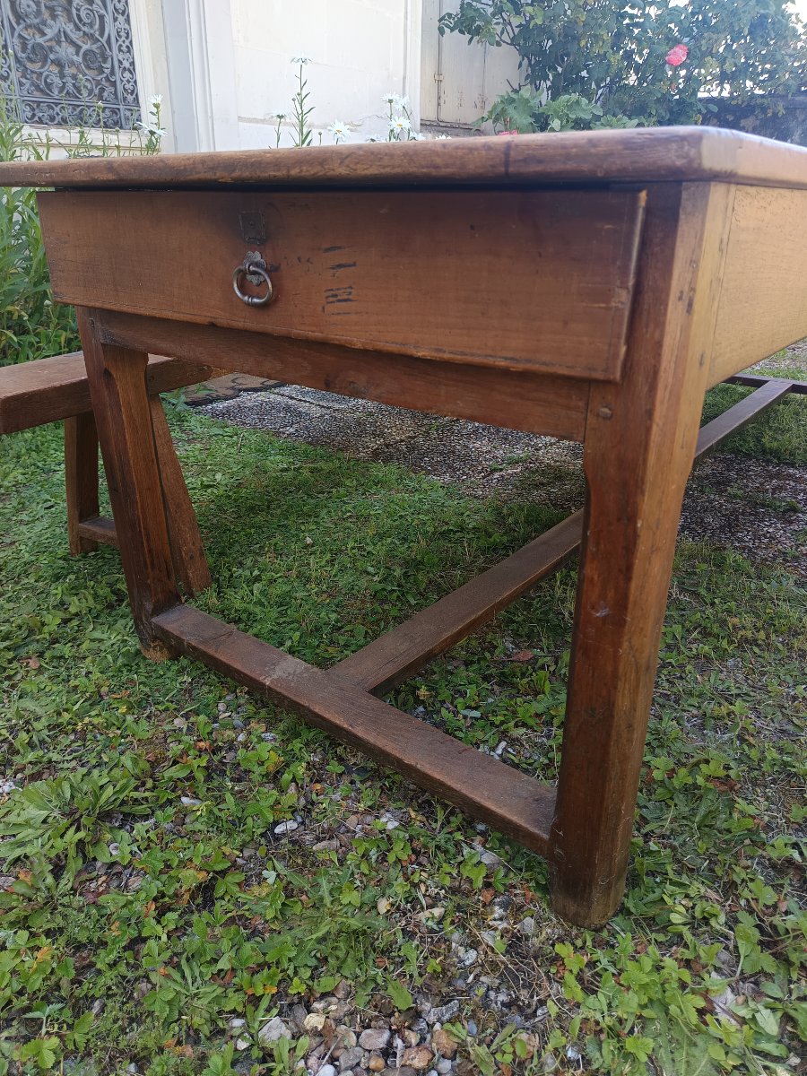 Large 2.68 M Farm Table With Benches From The Late 18th Century-photo-1