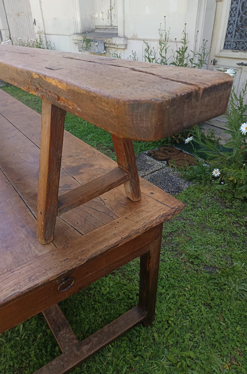 Large 2.68 M Farm Table With Benches From The Late 18th Century-photo-4